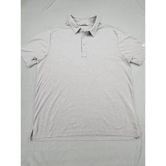 Travis Mathew Men's XL Gray Polo Shirt Golf Casual Performance Vitol Logo